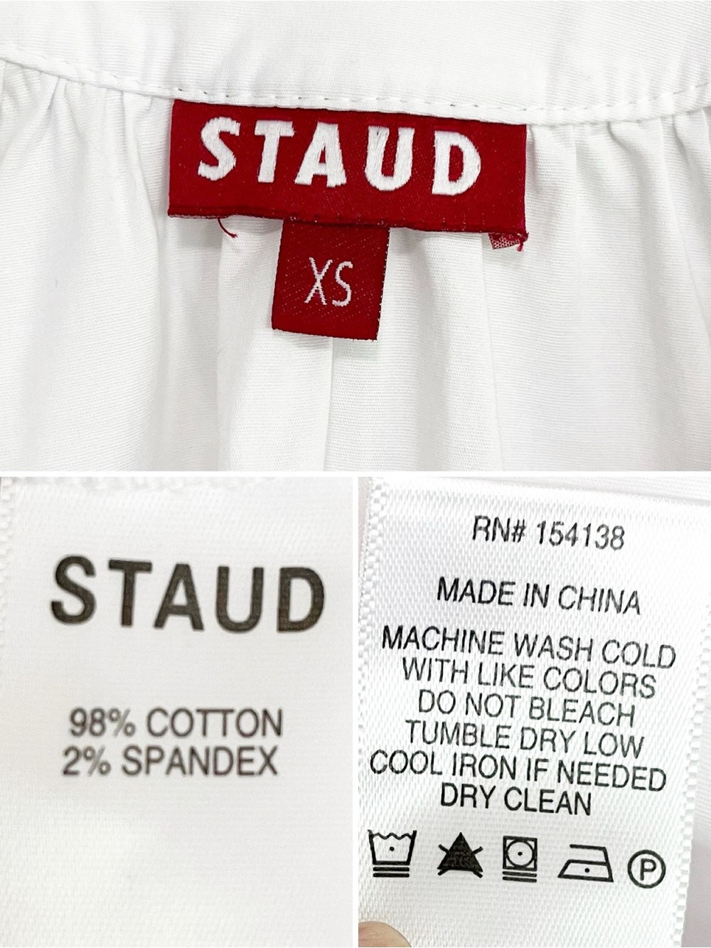 Staud Dill Blouse Stretch Cotton Poplin Button Front White Size XS - Picture 10 of 11